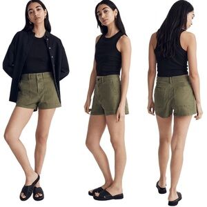 NWT Madewell The Perfect Vintage Fatigue Shorts in Green Palm Tree Size 31